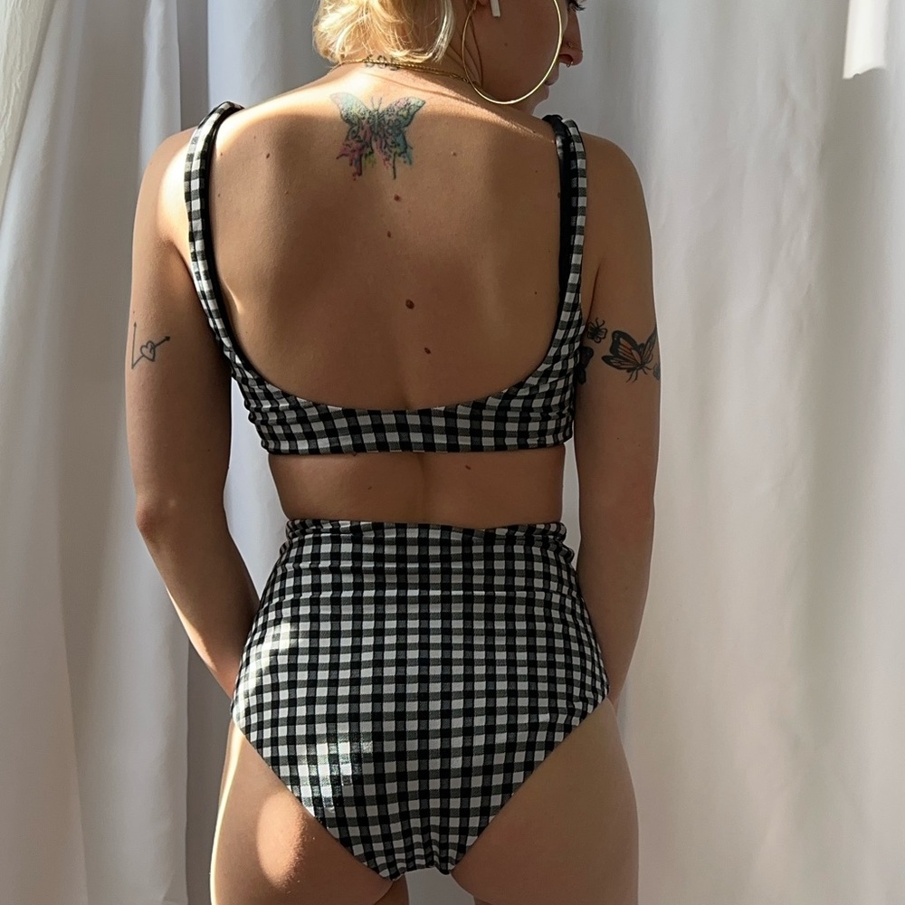 Mara Hoffman black and white bathing suit